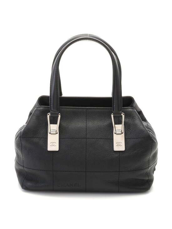 Chanel Handbags - Chanel Choco Bar Line Black Silver Handbag Caviar Leather